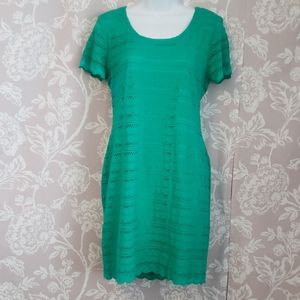 Green dress with lace overlay